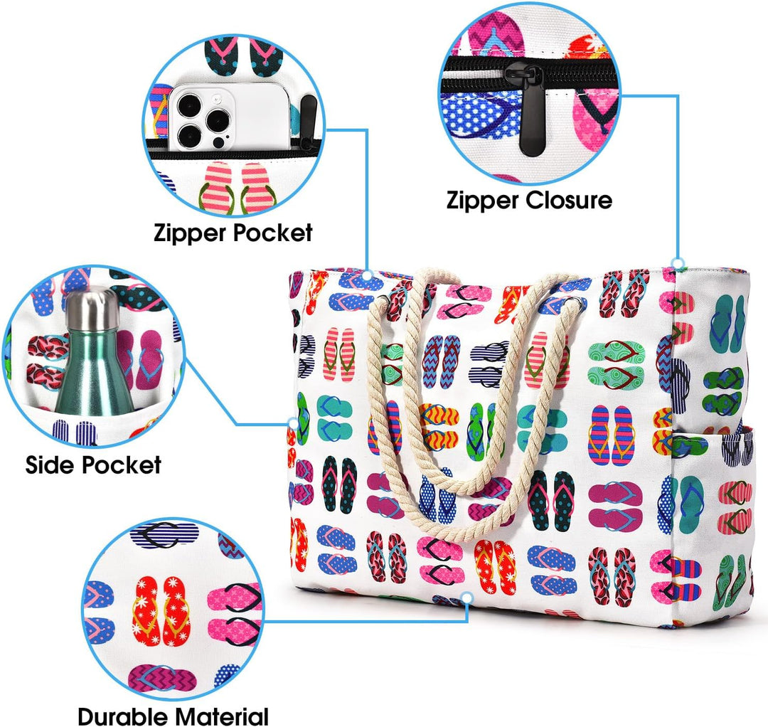 Wodoodporna i piaskoodporna duża tote torba plażowa