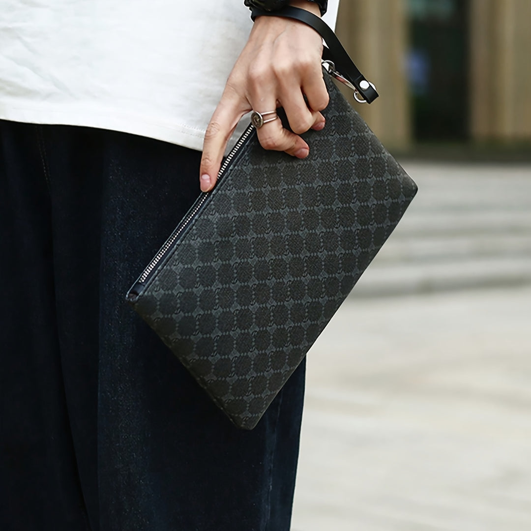 Saszetki Męskie do Ręki Klasyczne ze Skórzanymi Elementami Clutch