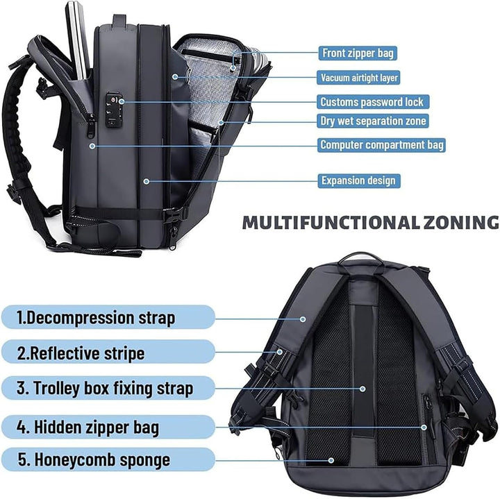 Rozszerzalny plecak podróżny antykradzieżowy