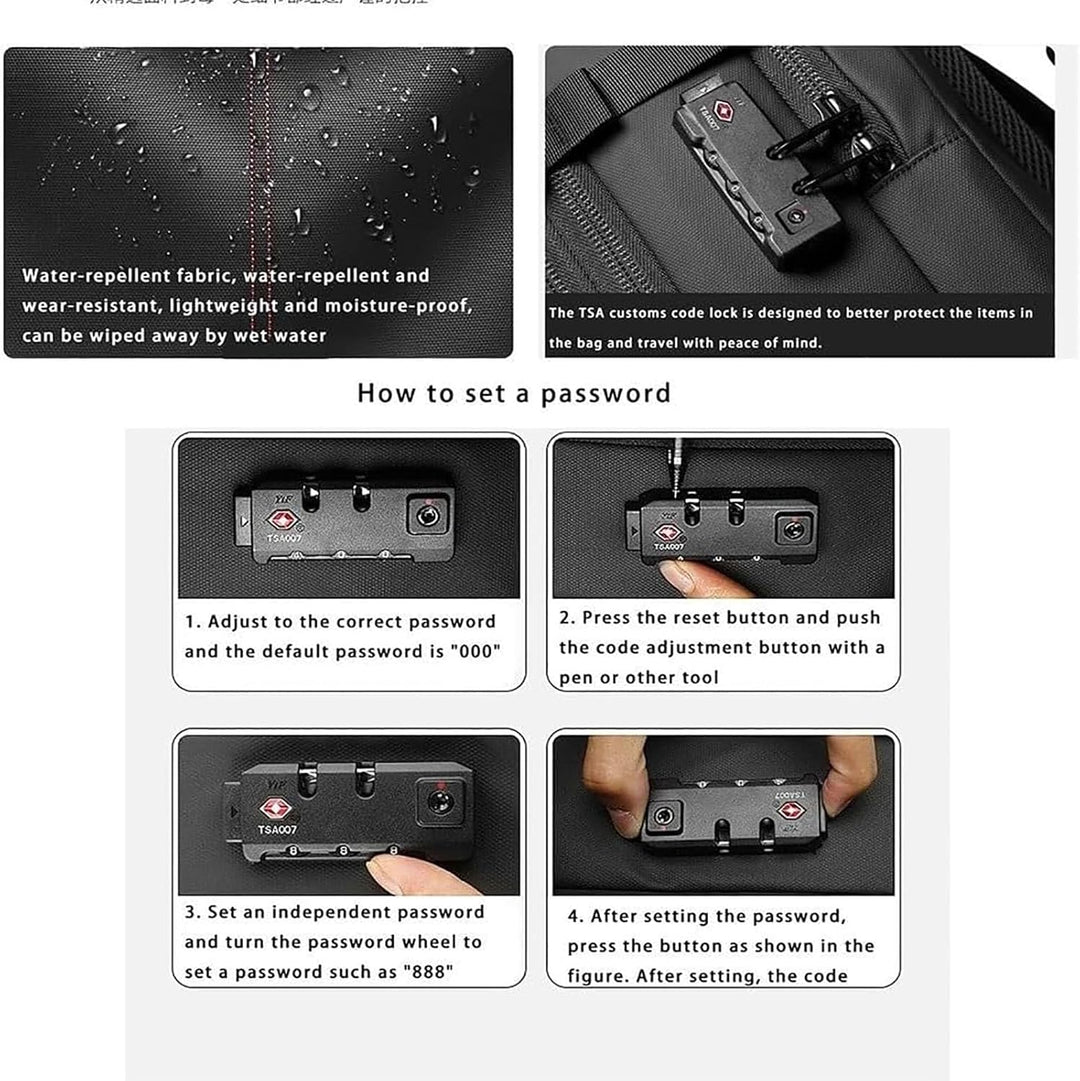 Rozszerzalny plecak podróżny antykradzieżowy