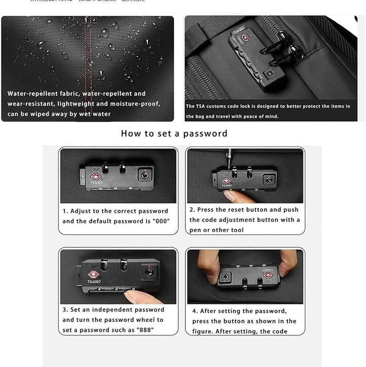 Rozszerzalny plecak podróżny antykradzieżowy