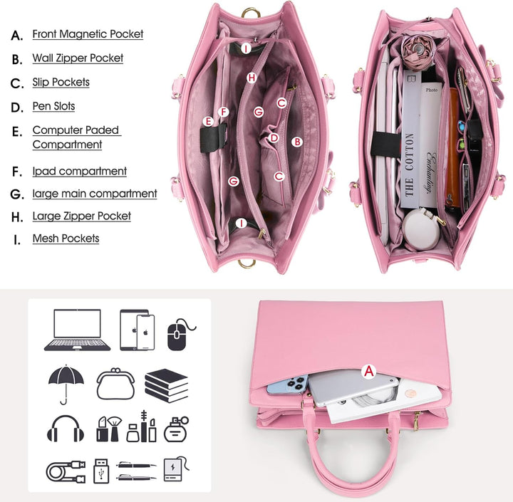 Damska wodoodporna torba laptopa z kieszeniami