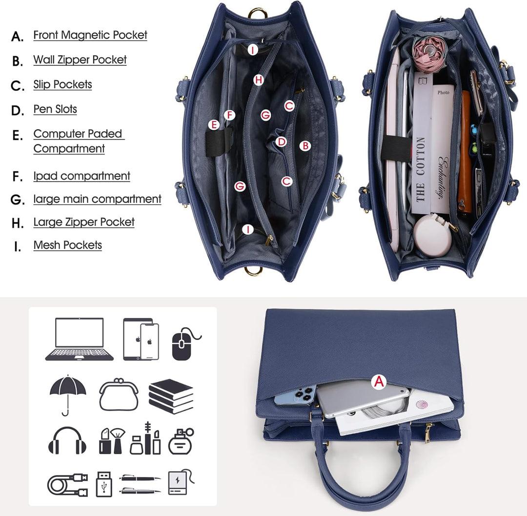 Damska wodoodporna torba laptopa z kieszeniami