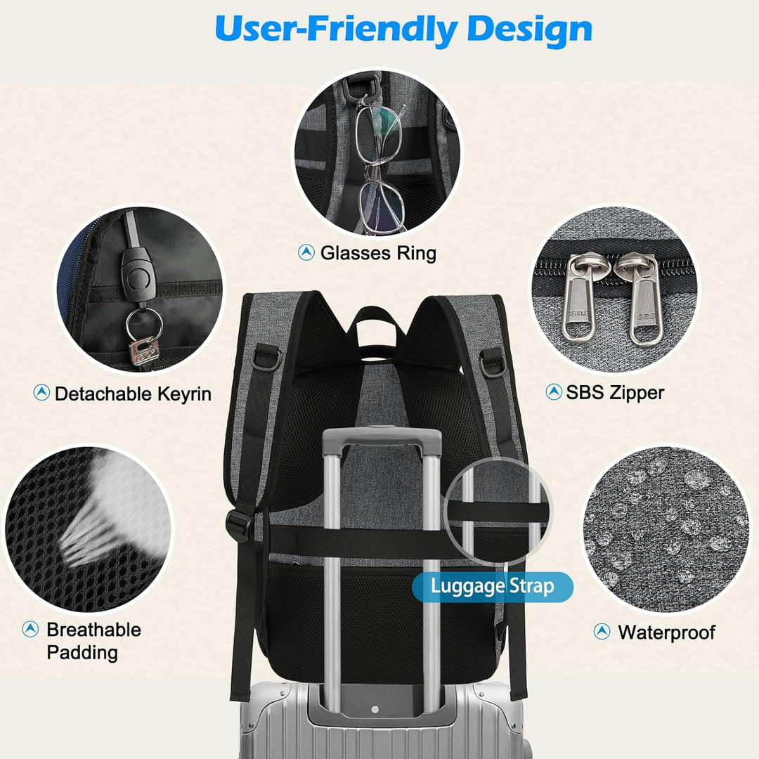 Wodoodporny plecak podróżny na laptopa i lunch z portem USB