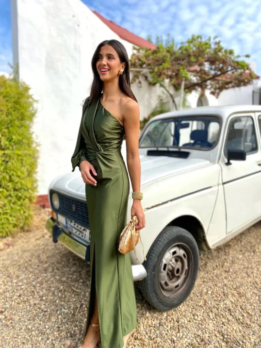 Damska Olśniewająca Sukienka Wieczorowa na Jedno Ramię