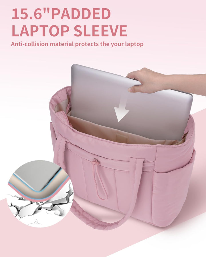 Pojemna damska tote torba na laptopa z bezpieczną kieszenią na kubek