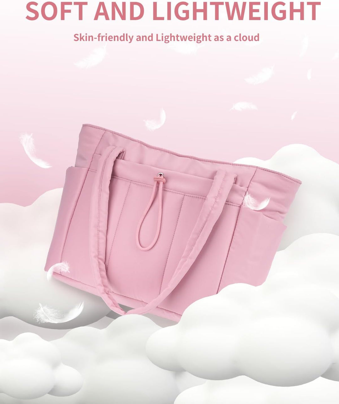 Pojemna damska tote torba na laptopa z bezpieczną kieszenią na kubek