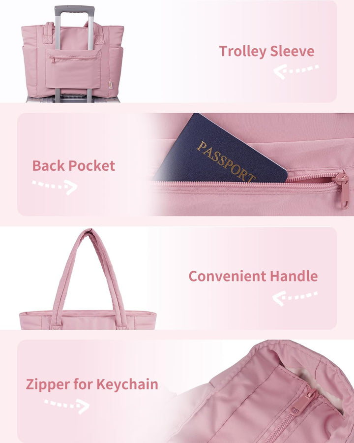 Pojemna damska tote torba na laptopa z bezpieczną kieszenią na kubek