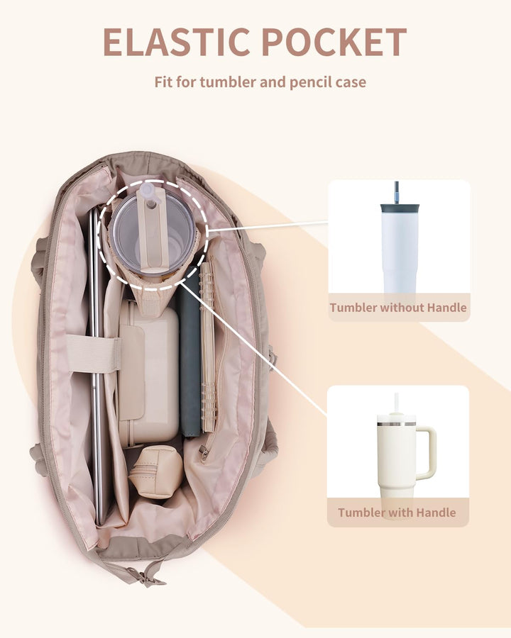 Pojemna damska tote torba na laptopa z bezpieczną kieszenią na kubek