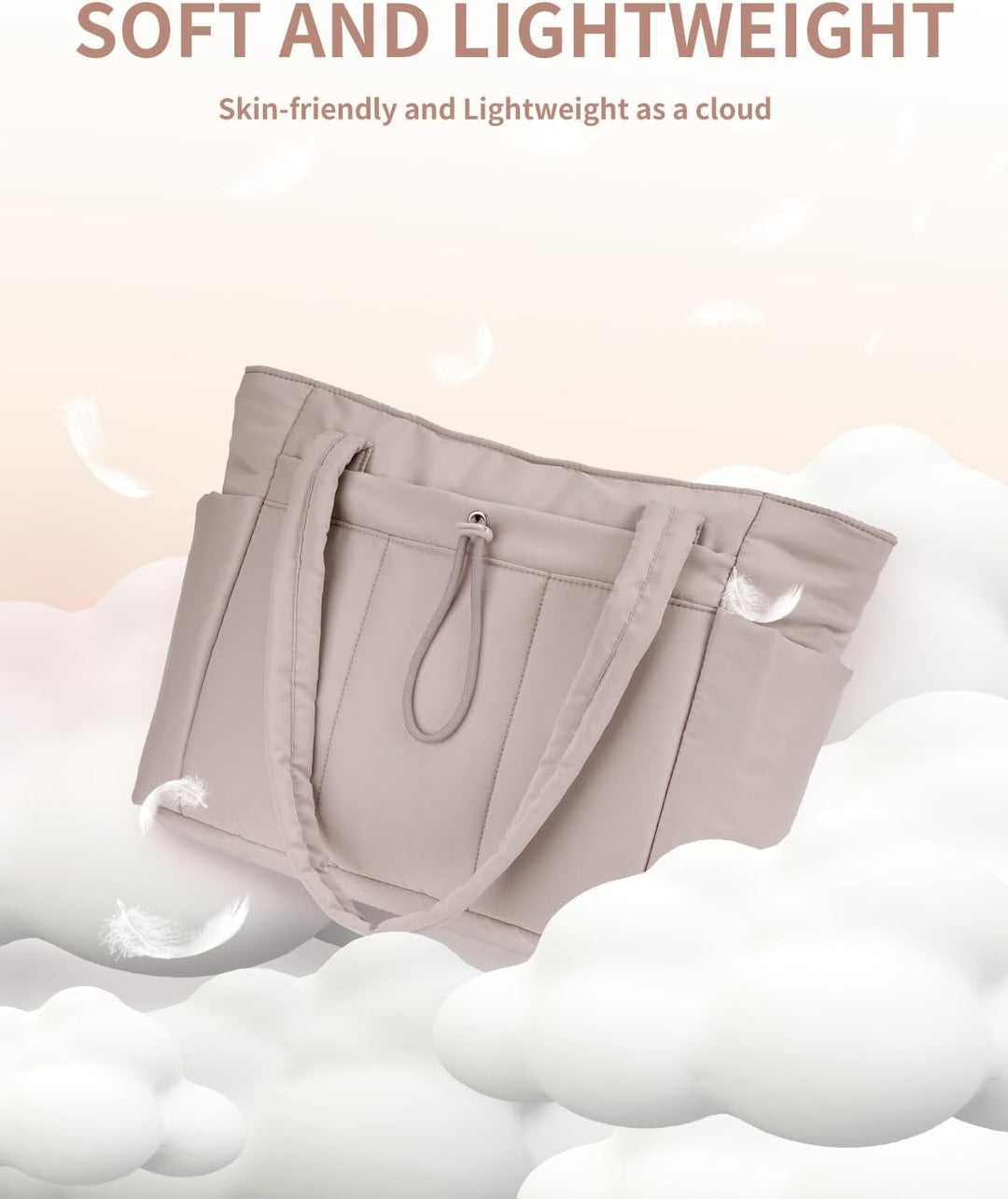 Pojemna damska tote torba na laptopa z bezpieczną kieszenią na kubek