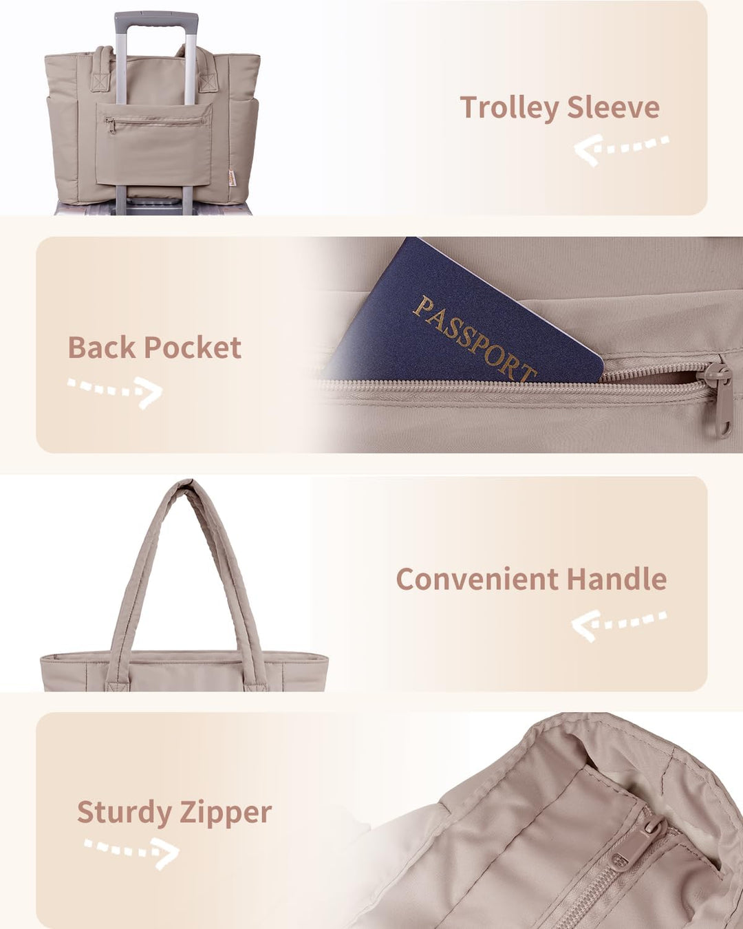 Pojemna damska tote torba na laptopa z bezpieczną kieszenią na kubek