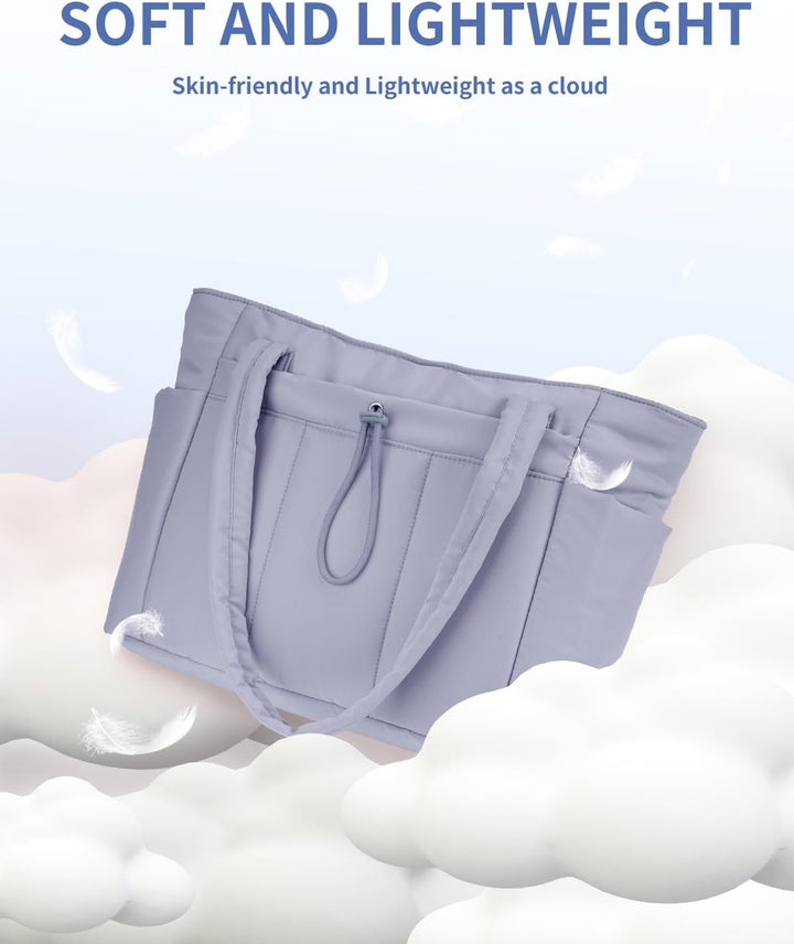 Pojemna damska tote torba na laptopa z bezpieczną kieszenią na kubek