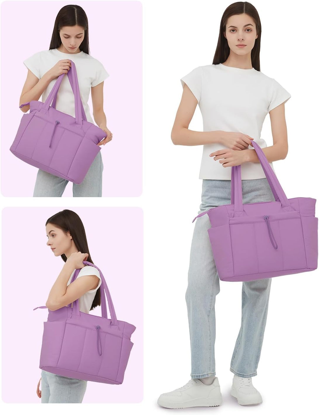 Pojemna damska tote torba na laptopa z bezpieczną kieszenią na kubek