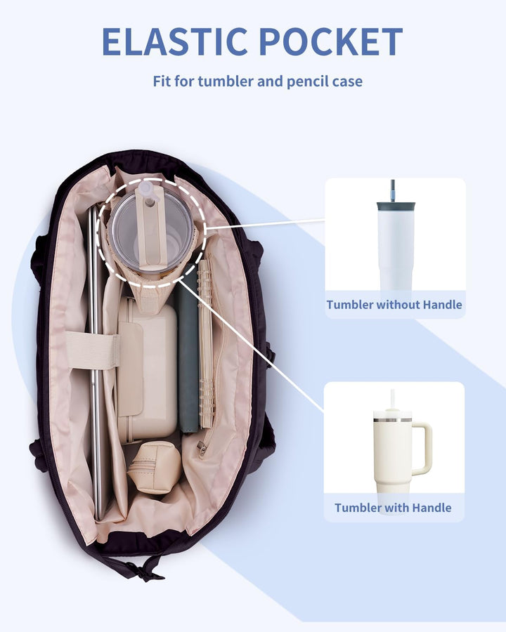 Pojemna damska tote torba na laptopa z bezpieczną kieszenią na kubek