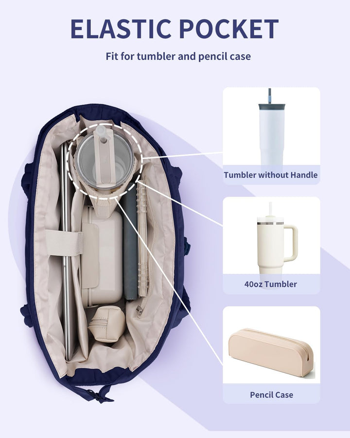 Pojemna damska tote torba na laptopa z bezpieczną kieszenią na kubek