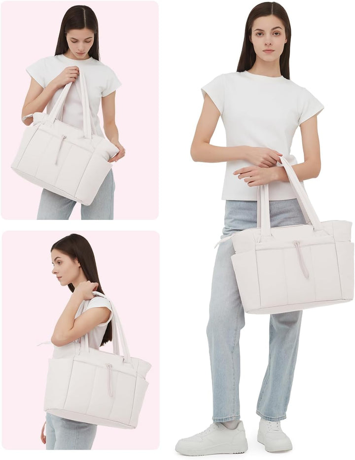 Pojemna damska tote torba na laptopa z bezpieczną kieszenią na kubek