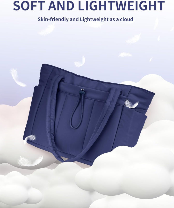 Pojemna damska tote torba na laptopa z bezpieczną kieszenią na kubek