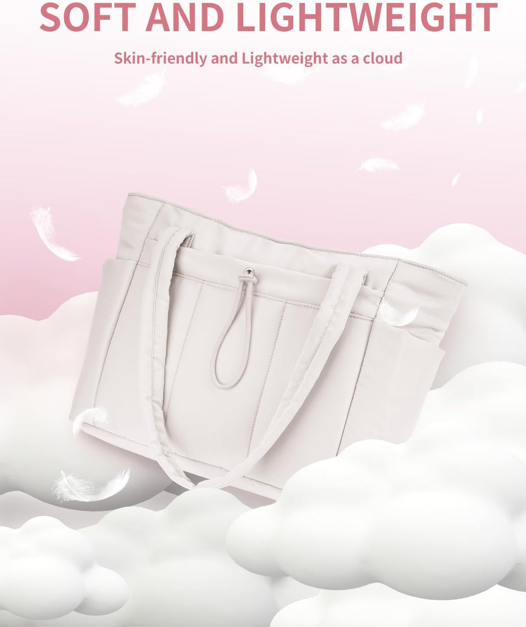 Pojemna damska tote torba na laptopa z bezpieczną kieszenią na kubek