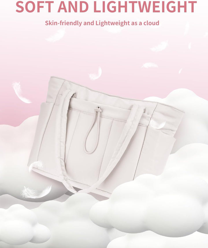 Pojemna damska tote torba na laptopa z bezpieczną kieszenią na kubek